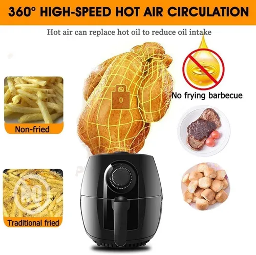 Vista 6 de Freidora de aire 5L Horno freidora de aire 1350W Horno de aire eléctrico con control de temperatura Negro