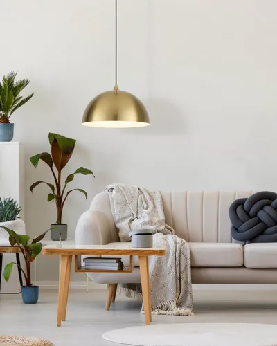 Vista 7 de Lámpara colgante dorada de 15.7 pulgadas, luces colgantes grandes para isla de cocina, lámpara colgante de cúpula de granja para pasillo, comedor