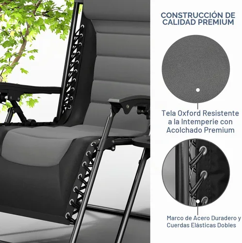 Vista 4 de Nestl Silla acolchada de gran tamaño de gravedad cero, silla de salón Gris / Negro