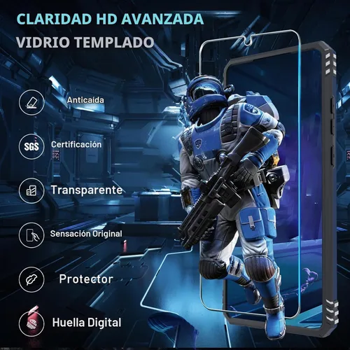 Vista 6 de Janmitta Compatible con Samsung Galaxy S24 FE Funda con Cubierta Deslizante Integrada para Lente de Cámara + Protector de Pantalla + Soporte de Azul