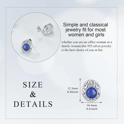 Vista 5 de Aretes de piedra natural de plata de ley con forma de abrazofiligrana, joyería de regalo de Navidad para mujeres y niñas