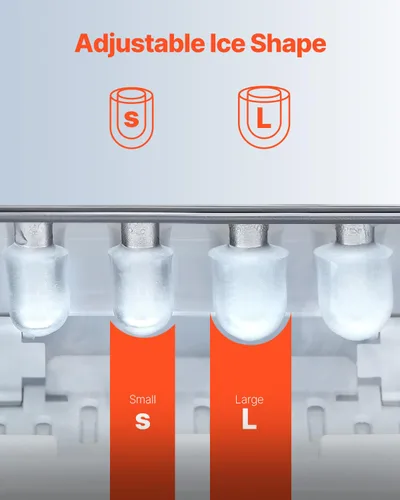 Vista 3 de VEVOR Máquina de hielo para encimera, 9 cubos listos en 6 minutos, 33 libras en 24 horas, máquina de hielo portátil autolimpiante con cuchara