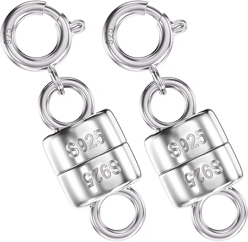 Vista 13 de OHINGLT Cierres y cierres magnéticos para collares de plata de ley 925, convertidor de cierre magnético de oro y plata para suministros