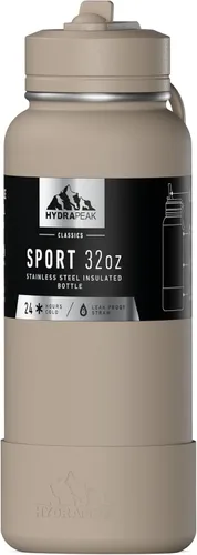 Vista 22 de Hydrapeak Botella de agua deportiva aislada de 32 onzas con tapa con popote, a prueba de fugas y derrames, mantiene las bebidas frías durante 24