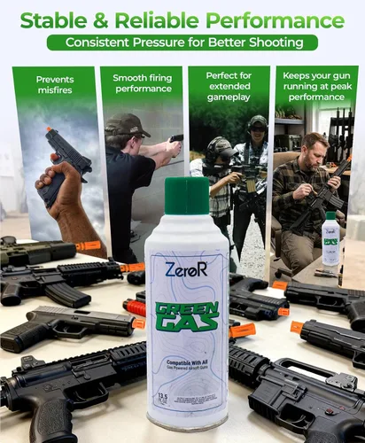 Vista 5 de ZeroR® Green Gas Fuel for Airsoft Pistols 13.5 fl oz Each (11.8 oz by Total Weight)