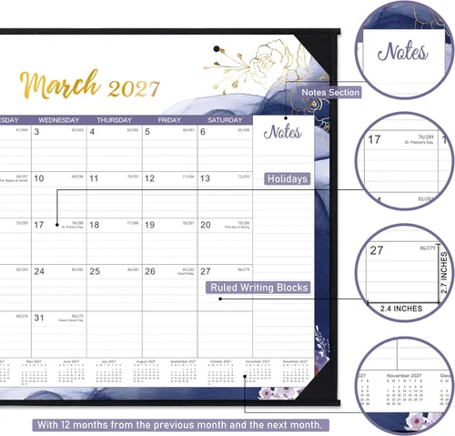Vista 6 de 2027 Desk Calendar, Large Desktop Calendar from January - December 2027