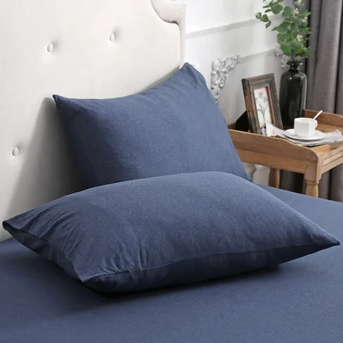 Vista 20 de PURE ERA Fundas de almohada de punto jersey 100% algodón tipo camiseta, súper suaves, cómodas, transpirables, juego de 2, estándar 20" x 26", rayas