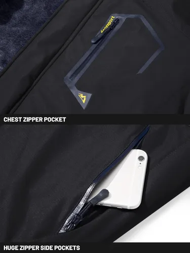 Vista 6 de TACVASEN Chaquetas de esquí de invierno para hombre, abrigos de vellón impermeables con aislamiento térmico para snowboard, parka con capucha