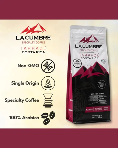 Vista 2 de La Cumbre Specialty Coffee molido tostado medio, granos arábica, bajo en ácido, gourmet, vegano, apto para Kosher y Keto, paquete variado de 12
