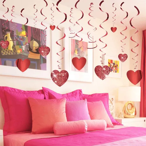 Vista 6 de Decoración colgante de corazones con brillantina para el Día de San Valentín, decoración de despedida de soltera, compromiso, bodas, fiesta