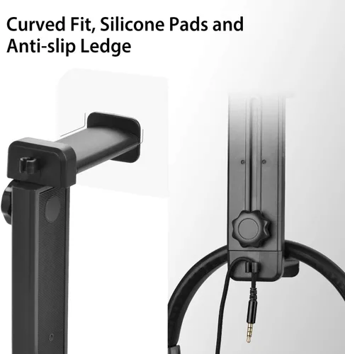Vista 6 de NEETTO HS906 - Soporte para auriculares y colgador 2 en 1, soporte para auriculares para juegos sobre y debajo del escritorio, gancho de montaje