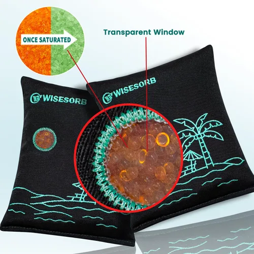 Vista 8 de Wisesorb 2 paquetes de desecantes recargables de 17.64 oz, deshumidificador reutilizable para automóvil, paquetes de gel de sílice reactivado por