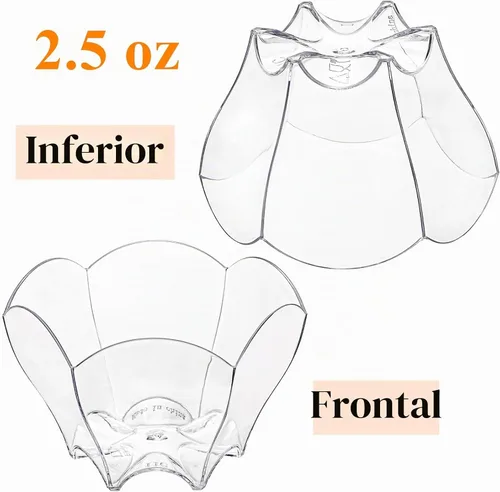 Vista 4 de Tebery Paquete de 100 mini tazas de postre Parfaits con 100 cucharas, cuenco pequeño transparente de 2.5 onzas para probar postres de fiesta