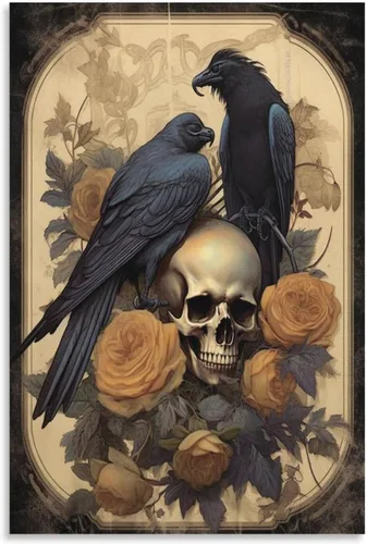 Vista 50 de HHGaoArt Lienzo gótico para pared, póster de fantasmas de Halloween, imagen espeluznante en lienzo