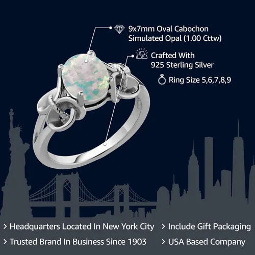 Vista 85 de Gem Stone King Anillo de compromiso ovalado con piedra natal para mujer, plata de ley 925, ovalado de 0.354 x 0.276 in, anillo de compromiso