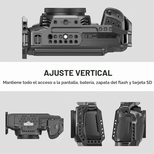 Vista 3 de SmallRig Jaula BMPCC 4K y 6K para Blackmagic con zapata fría, riel OTAN