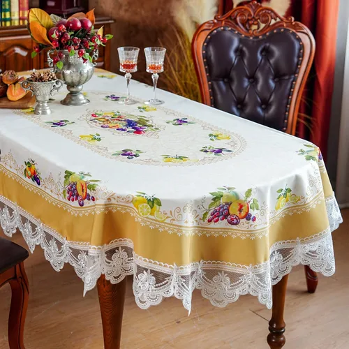 Vista 8 de SUTAVIA Mantel de Mesa Bordado con Encaje, Cubierta de Mesa Rectangular Estilo Granja, Mantel de Macramé Clásico Oblongo con Decoración Floral