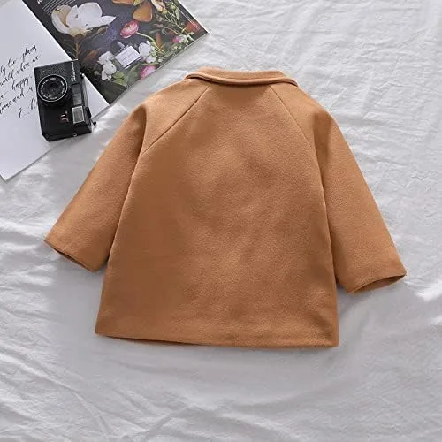 Vista 3 de Abrigo de lana para niños y niñas, abrigo cálido de invierno con doble botonadura para niños pequeños