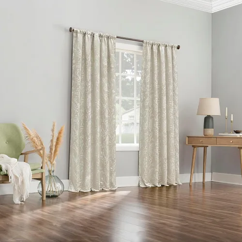 Vista 6 de Sun Zero Ambridge - Juego de 2 paneles de cortinas con pestañas traseras de aspecto plisado con diseño de hojas botánicas bordadas, 100 % opacas, 50