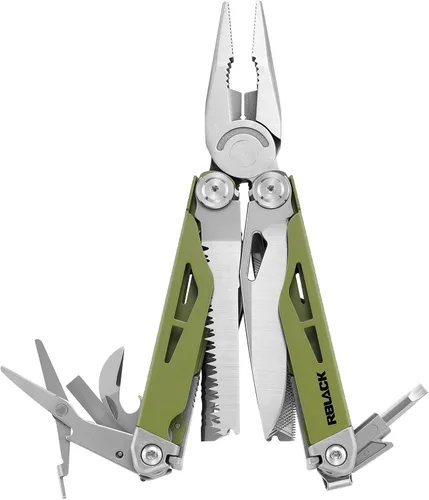 Vista 17 de Tijeras y alicates multiherramienta 21 en 1 con cortadores de tungsteno, autobloqueo Kit EDC duradero y resistente para camping, reparación, Negro