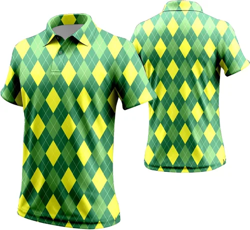 Vista 51 de Camisa de golf de los años 80 para hombre, ajuste seco, manga corta, estampada, divertidas, camisas de golf de los años 90 para hombre