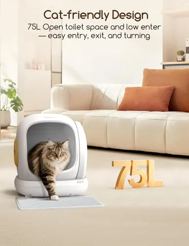Vista 2 de [Usado] MeoWant - Arenero Automático para Gatos, Arenero Autolimpiable con Apertura Grande con Protección de Seguridad para Gatos Múltiples, Control