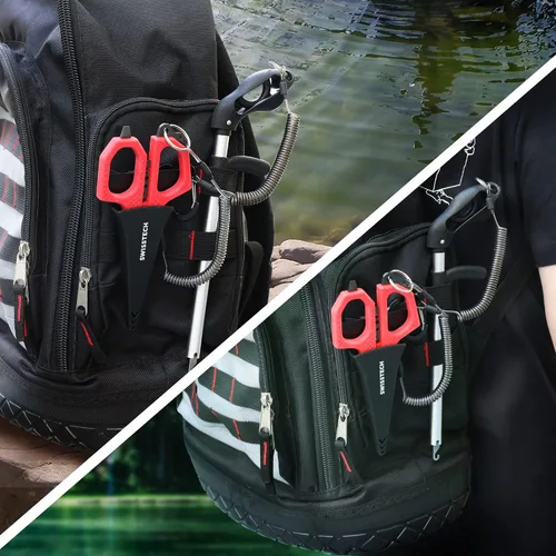 Vista 4 de Swiss+Tech Kit de herramientas de pesca, pinza de pescado con escala, alicates de pesca multifunción, tijeras de línea trenzada, equipo de pesca