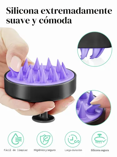 Vista 3 de Cepillo de masaje para cuero cabelludo Heeta, cepillo de silicona para aplicar champú, negro, Negro