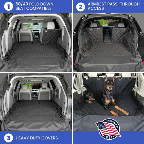 Vista 5 de 4Knines Forro de Carga Dividido para SUV – Para Perros y Mascotas, Resistente, Alfombrilla Impermeable para Maletero y Cubierta de Carga – Se Adapta