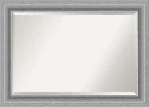 Vista 19 de Amanti Art Espejo de pared plateado de 26 x 22 pulgadas, espejo rectangular de baño de níquel pulido para decoración de pared, sala de estar, marco