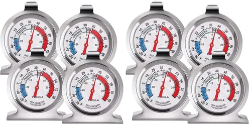 Vista 9 de Paquete de 2 termómetros para refrigerador, de 30 a -30°C/20 a 80°F, termómetro clásico para nevera de esfera grande con indicador rojo, termómetro