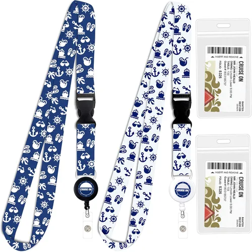 Vista 11 de Cordón de crucero de Cruise On para tarjetas de barco – Paquete de 2 con insignia retráctil y soporte impermeable para tarjetas de llave