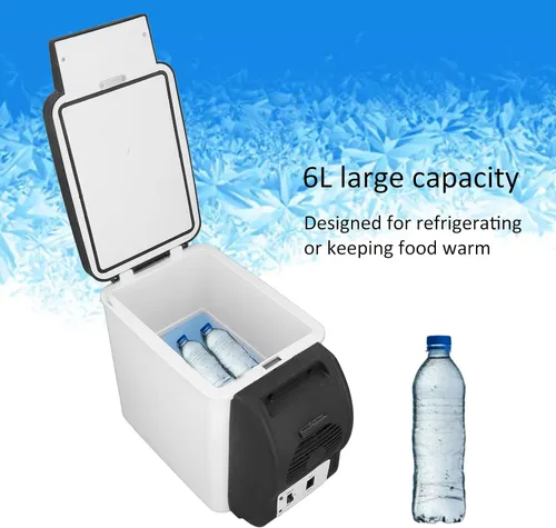 Vista 2 de Refrigerador para automóvil, mini refrigerador eléctrico de 12 V y calentador para automóvil, capacidad de 6 litros, congelador portátil