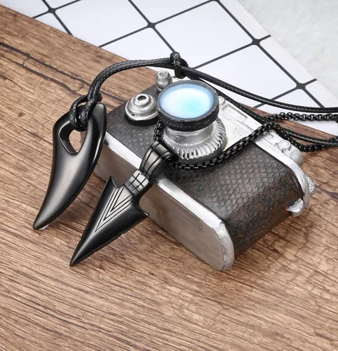 Vista 6 de Jstyle Juego de 2 collares con dije de acero inoxidable para hombre con punta de lanza y dientes de lobo