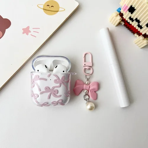 Vista 8 de Linda funda para Airpod de 2ª generación para diseño de lazo femenino, diseño de moda, diseño estético a prueba de golpes, funda para auriculares