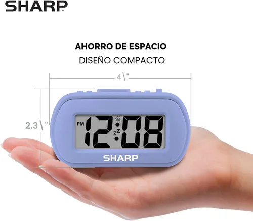 Vista 6 de Sharp - Reloj despertador con batería con funda suave al tacto y retroiluminación azul, lavanda