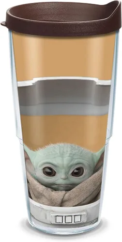 Vista 15 de Tervis Star Wars - Vaso aislado de doble pared The Mandalorian Child Stare hecho en Estados Unidos mantiene las bebidas frías y calientes, 16 onzas