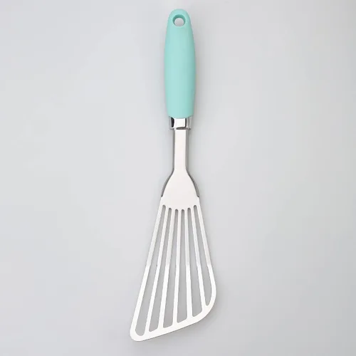 Vista 4 de Espátula para pescado de acero inoxidable 304, espátula ranurada con mango ergonómico antideslizante, Aqua Sky