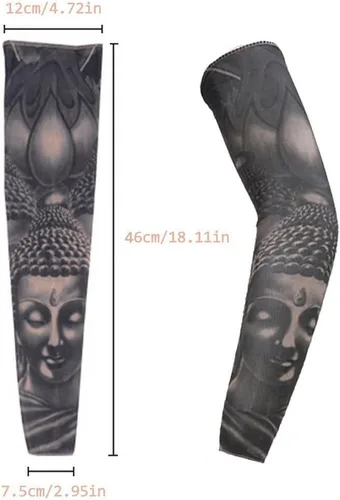 Vista 3 de Fantástico Me Tatuaje Temporal Brazo Mangas de Protector Solar Mangas Brazo Medias Para Montar Pesca Conducción, 5 unidades oscuras