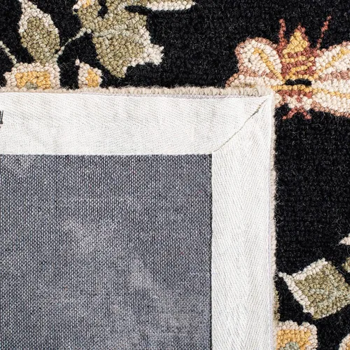 Vista 8 de SAFAVIEH Chelsea Collection - Alfombra decorativa de 1 pies 8 pulgadas x 2 pies 6 pulgadas, color negro, lana de campo francesa enganchada a mano