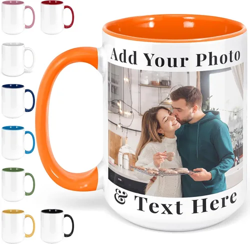 Vista 8 de Taza de café con foto personalizada, 11-15 onzas, taza personalizada con imagen, texto y nombre, regalos personalizados para novio, novia, mejor