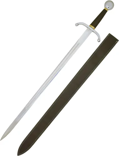 Vista 18 de Medieval Warrior Knights Templar Long Sword with Sheath Steel Guard, Leather Wrapped Handle