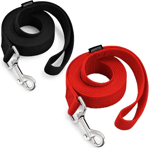Vista 47 de AMAGOOD 6 pies de correas para cachorros/perros, correa de estilo tradicional resistente con gancho de cuello fácil de usar, correa para perros Negro