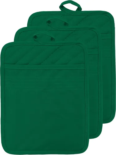 Vista 27 de Oven Pot Holder with Pocket Cotton Heat Resistant Coaster Potholder Kitchen Hot Pad Oven Mitts for Cooking and Baking Square 7"x9" (Aqua, Silicone)