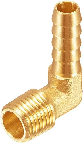 Vista 5 de Uenede 3 piezas de latón 1/2"NPT macho a 1/2" púas 90 grados codo rosca manguera de tubo púas accesorios para agua/aceite/gas