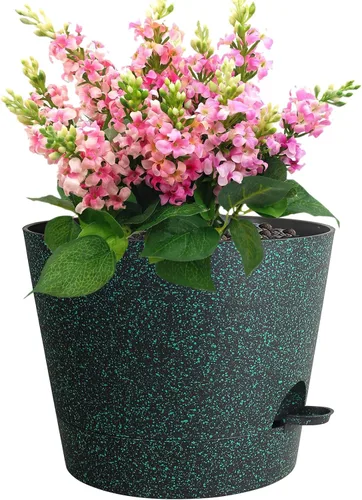 Vista 22 de Meowell Macetas grandes de 12 pulgadas con riego automático para plantas de interior y exterior, macetas para flores con orificios de drenaje