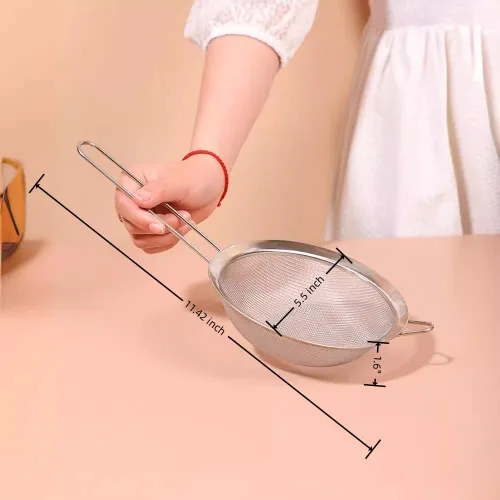 Vista 2 de Colador de malla fina, coladores de alambre de acero inoxidable para cocina, tamiz fino para té, pastas, enjuague de drenaje, verduras, utensilios