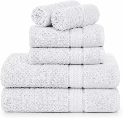 Vista 11 de Ample Decor Juego de toallas de baño 100% algodón, 6 piezas, suaves y absorbentes, de secado rápido, juego de toallas de baño