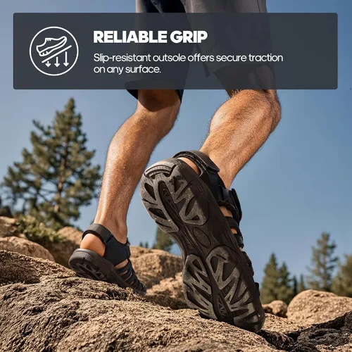 Vista 3 de NORTIV 8 Sandalias para hombre, sandalias deportivas con punta cerrada, zapatos de verano para hombre, sandalias ligeras para caminar