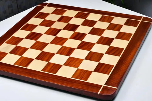 Vista 4 de CHESSBAZAAR Tablero de ajedrez de madera de 23 x 23 pulgadas, sin piezas, borde redondo, fabricado con la mejor madera de rosa de brote rojo